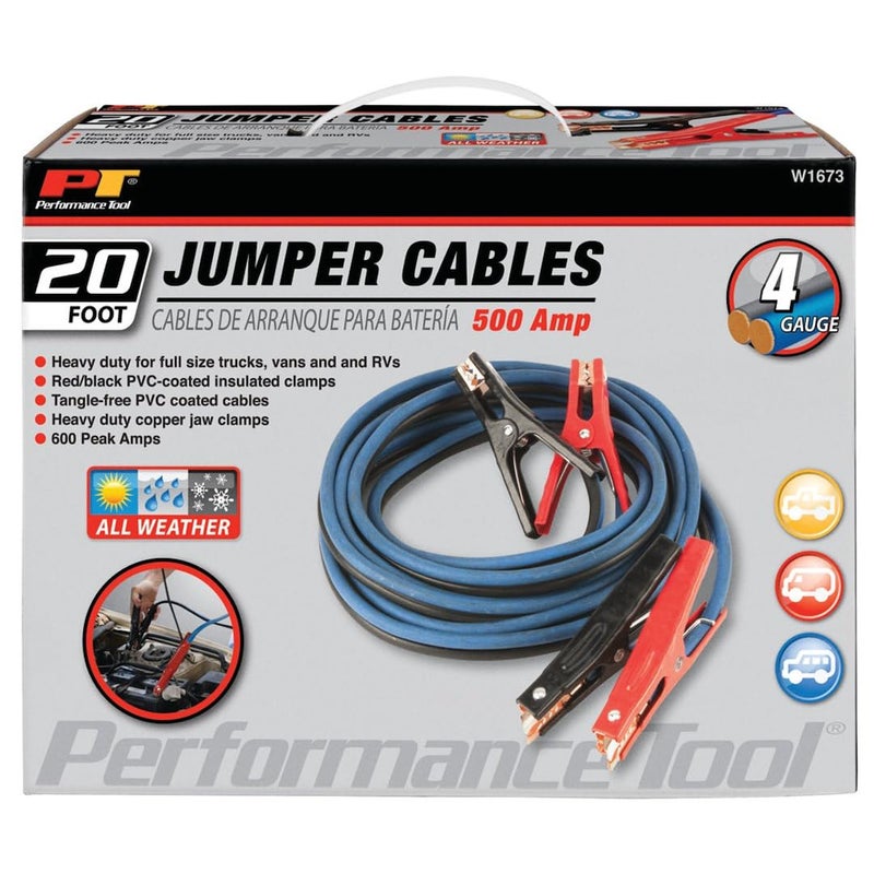 Performance Tool W1673 20' 4-Gauge 500 AMP All Weather Jumper Cables - Image 4